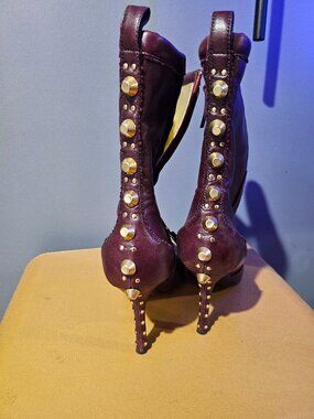 DSquared Burgundy buttersoft leather with gold stud boots 10.5